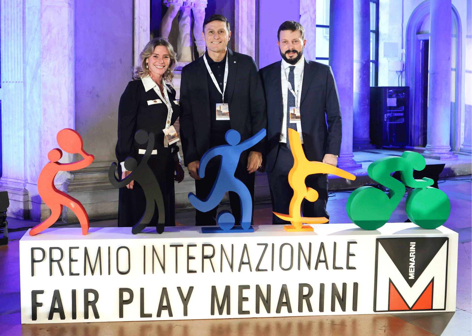 02 Premio Internazionale Fair Play Menarini 2024 Valeria Speroni Cardi Javier Zanetti Filippo Paganelli